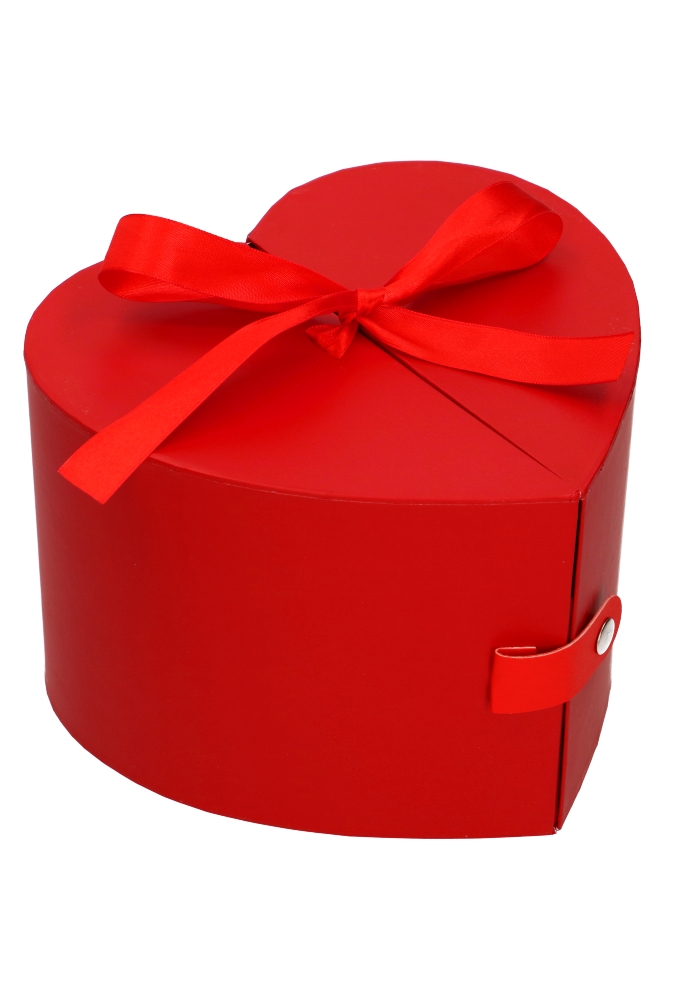 Flowerbox Koffer Hartje Rood Met Sluiting & Lint 1 stuk