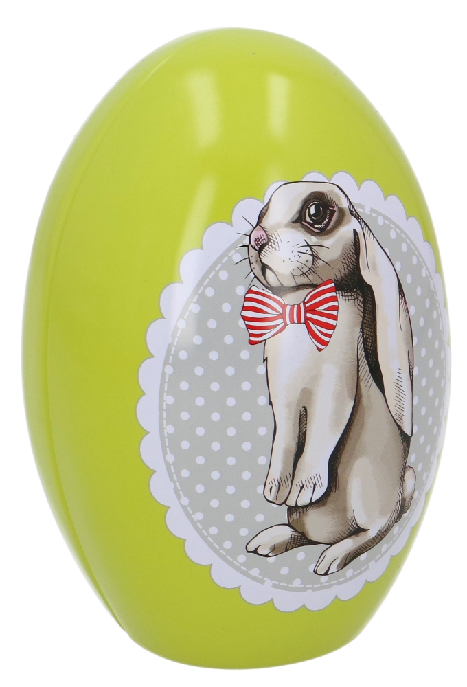 Blikken Paas Ei Groen Met Haas 9,4x9,4x13,8cm 24stuks