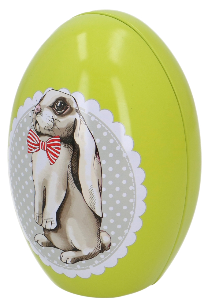 Blikken Paas Ei Groen Met Haas 9,4x9,4x13,8cm 24stuks