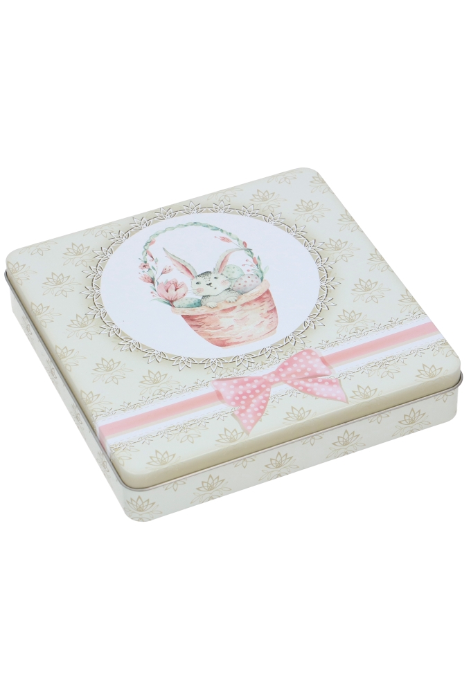 Blikken Paas Haas Met Strik 18,5x18,5x3,5cm 24stuks