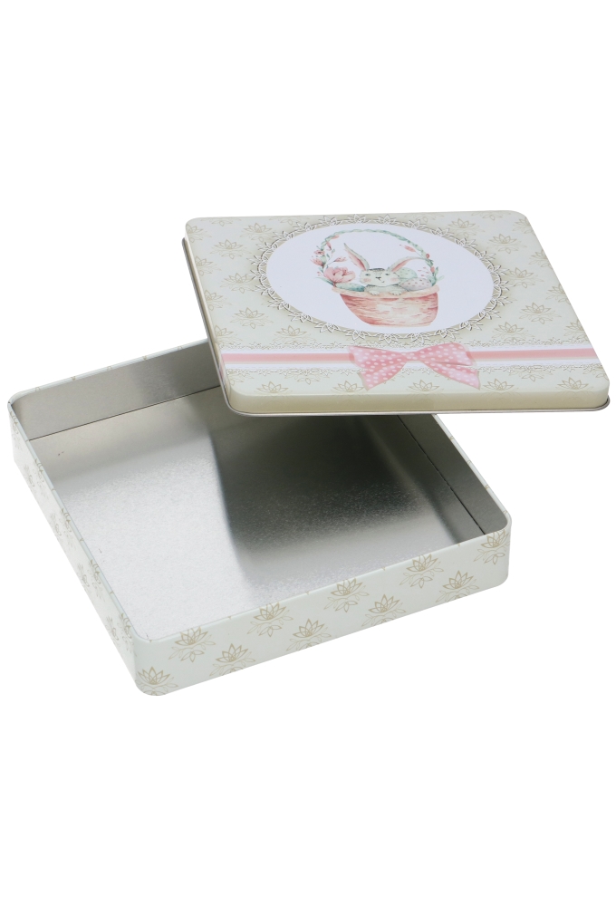 Blikken Paas Haas Met Strik 18,5x18,5x3,5cm 24stuks