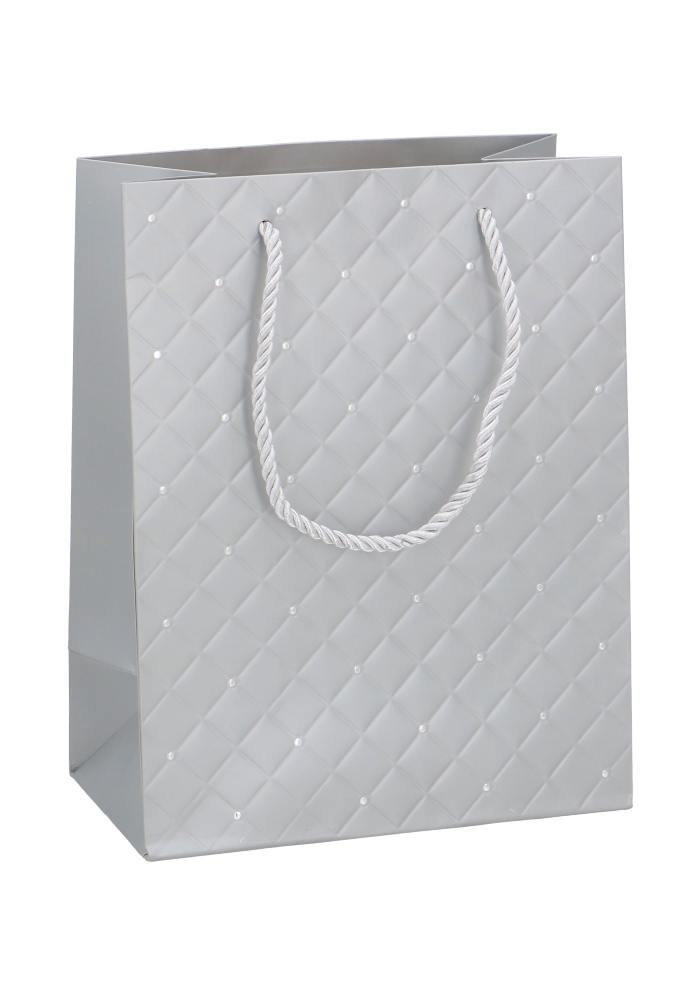 Kadotasjes Everyday Luxe Silver Quilted Medium 18x10x23cm 12stuks