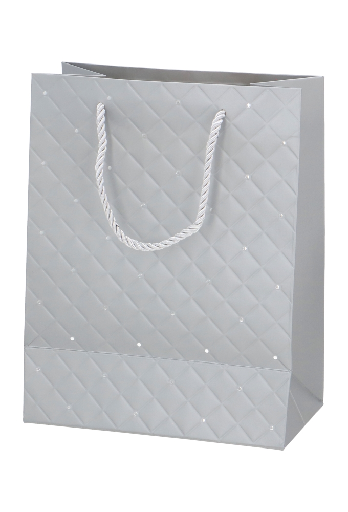 Kadotasjes Everyday Luxe Silver Quilted Medium 18x10x23cm 12stuks