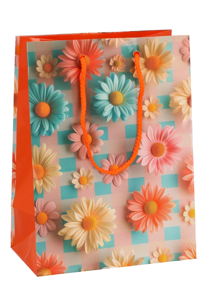 Kadotasjes Bloem Medium Margriet Gekleurd 18x10x23cm 12stuks