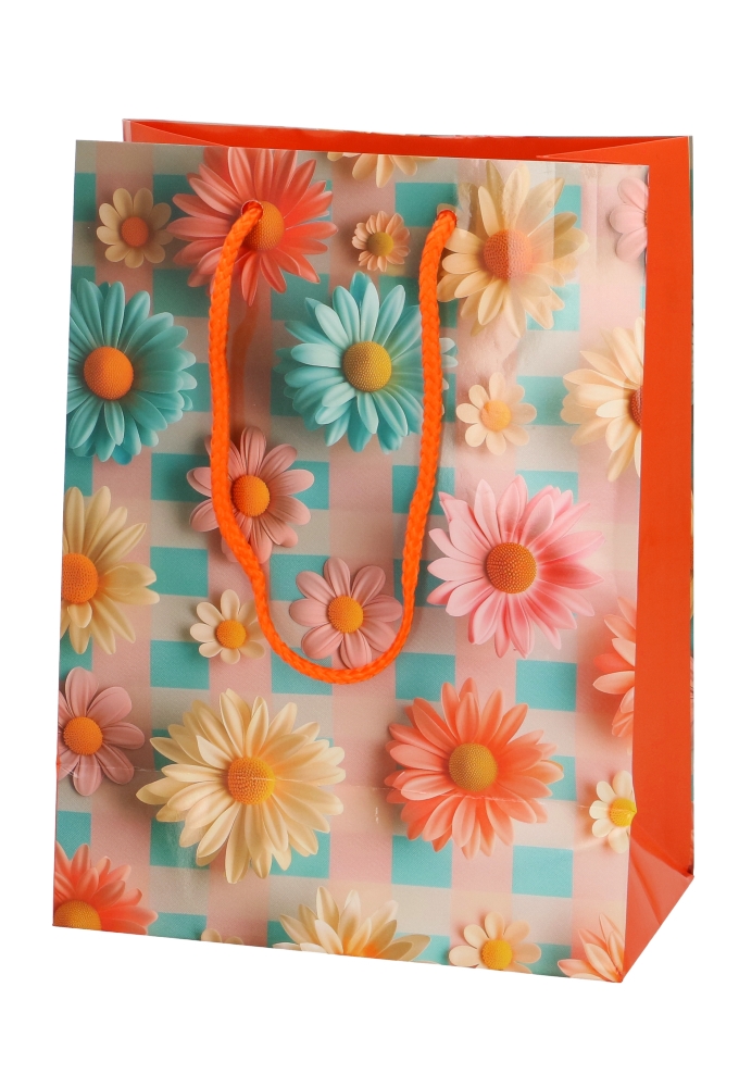 Kadotasjes Bloem Medium Margriet Gekleurd 18x10x23cm 12stuks