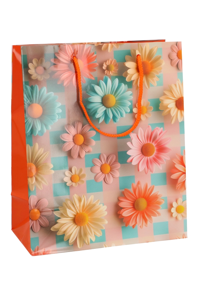 Kadotasjes Bloem Medium Margriet Gekleurd 26.5x13.5x32.5cm 12 stuks