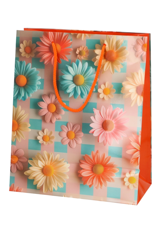 Kadotasjes Bloem Medium Margriet Gekleurd 26.5x13.5x32.5cm 12 stuks