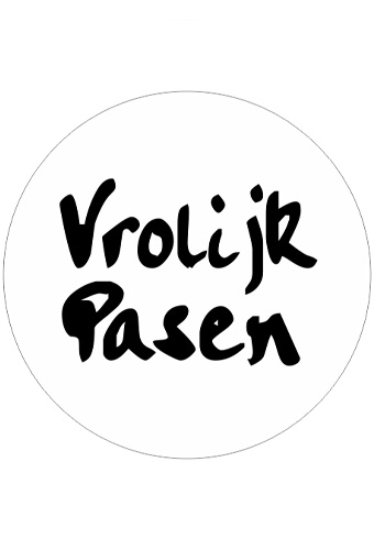 Etiketten Pasen Zwart Vrolijk Pasen Wit 3.9x3.9cm 500stuks