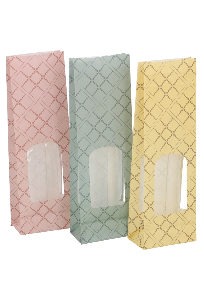 Blokbodemzakjes Wit Kraft Pastello Venster Sealbaar 8x5x28cm 50stuks