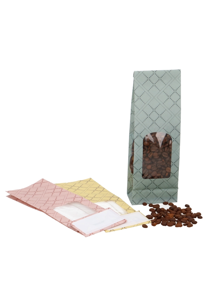 Blokbodemzakjes Wit Kraft Pastello Venster Sealbaar 8x5x28cm 50stuks