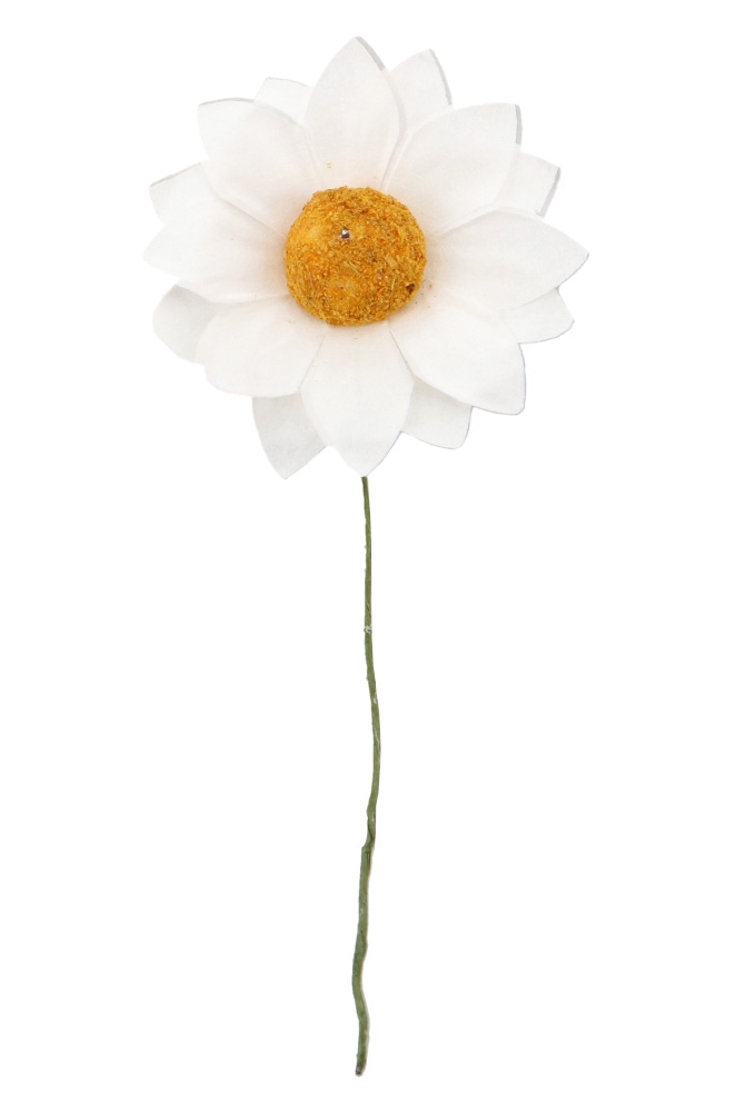 Kado Decoratie Bloem Margriet Wit Met IJzerdraad 3.5cm 12stuks