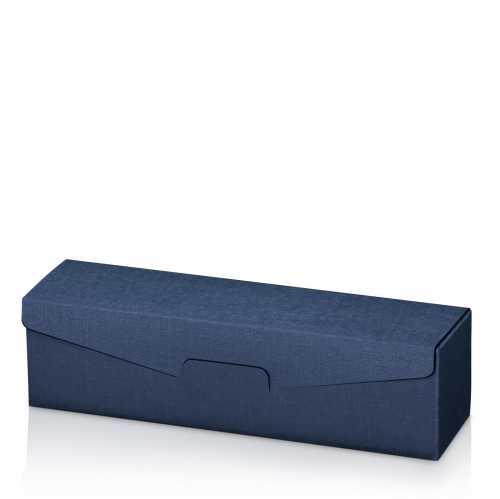 Wijndoos 1 fles Liggend Relief Blauw 9x9x35.5cm 50stuks