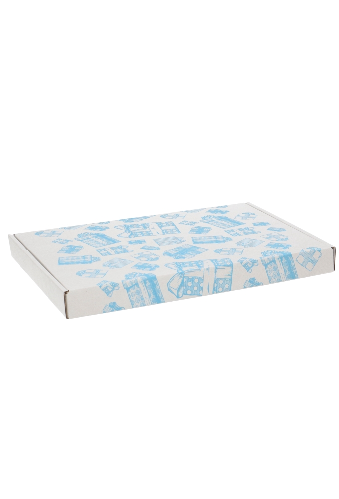 Brievenbusdoos Kadootjes Blauw A4 31x22x2.8cm - vanaf 50 stuks