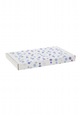 Brievenbusdoos Budget Blauwe dots A4 31x22x2.8cm - vanaf 50 stuks