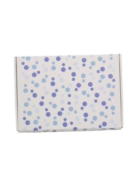 Brievenbusdoos Budget Blauwe dots A4 31x22x2.8cm - vanaf 50 stuks