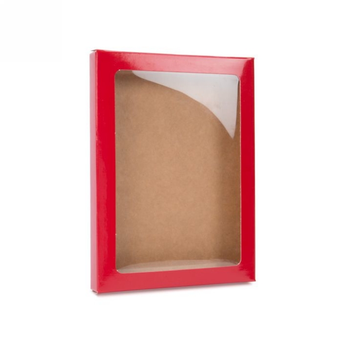 Cadeaudoosjes Jura Glans Rood Met Venster 13.7x1.5x18.7cm 25stuks