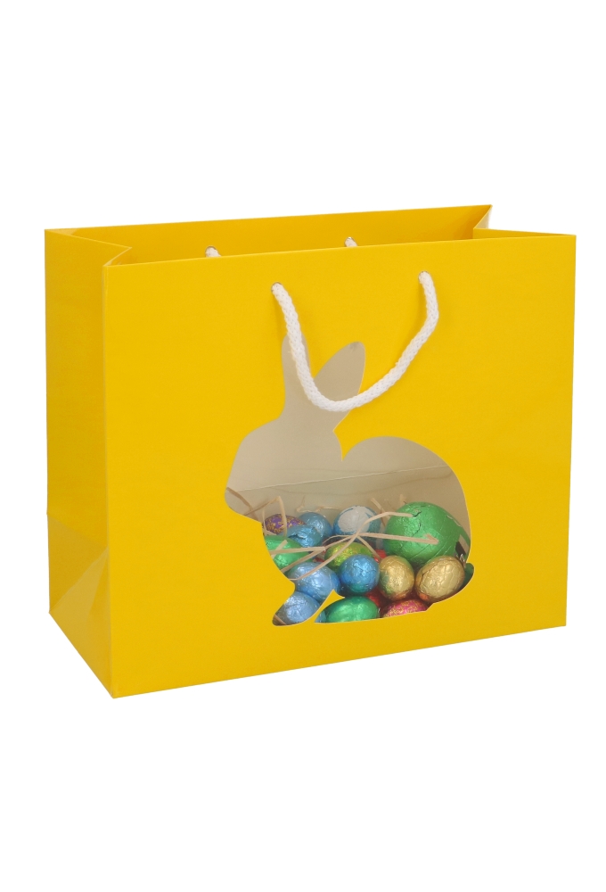 Paastasjes Geel Haasje 24x11x20cm FSC® 12stuks