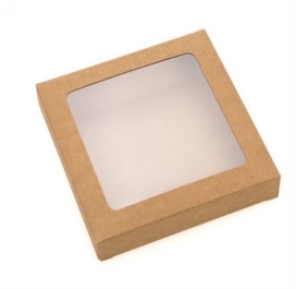 Cadeaudoosjes Jura Kraft Met Venster 10.5x2.2x10.5cm 25stuks Cadeaudoosjes Jura Kraft Met Venster 10.5x2.2x10.5cm 25stuks