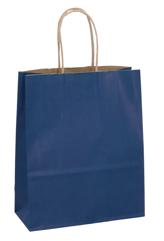 Papieren Draagtas Kassel Met Handvat Kraft Blauw A5 18x8x22cm 50stuks
