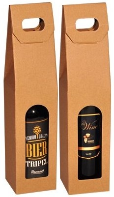 Bierverpakking Draagdoos Kraft Grote Bierfles 75cl 9x9x35cm FSC® 50st Bierverpakking Draagdoos Kraft Grote Bierfles 75cl 9x9x35cm FSC® 50st