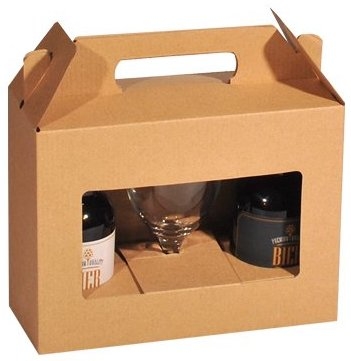 Bierverpakking Kraft voor 2 flesjes Bier Dikbuik & Glas FSC® 50stuks