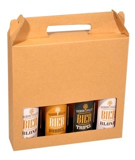 Bierverpakking Kraft voor 4 flesjes Bier 33cl FSC® 50stuks