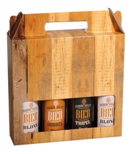 Bierverpakking Wood voor 4 flesjes Bier 33cl FSC® 50stuks Bierverpakking Wood voor 4 flesjes Bier 33cl FSC® 50stuks