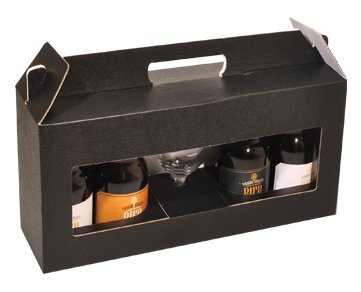 Bierverpakking Zwart Dikbuik 4 Flesjes Met Glas Draagmodel FSC® 50st