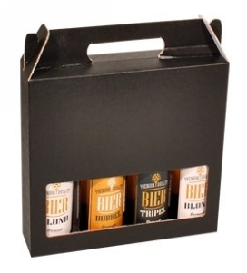 Bierverpakking Zwart Voor 4 flesjes 33cl FSC® 50stuks Bierverpakking Zwart Voor 4 flesjes 33cl FSC® 50stuks