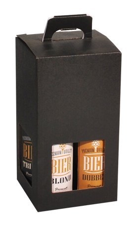 Bierverpakking Zwart voor 4 flesjes Bier 33cl FSC® 50stuks
