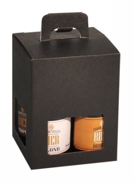 Bierverpakking Zwart voor 4 flesjes Bier Dikbuik FSC® 50stuks Bierverpakking Zwart voor 4 flesjes Bier Dikbuik FSC® 50stuks
