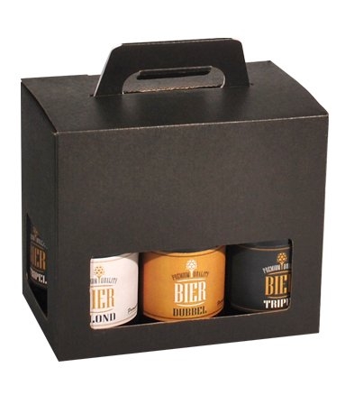 Bierverpakking Zwart voor 6 flesjes Bier Dikbuik FSC® 50stuks