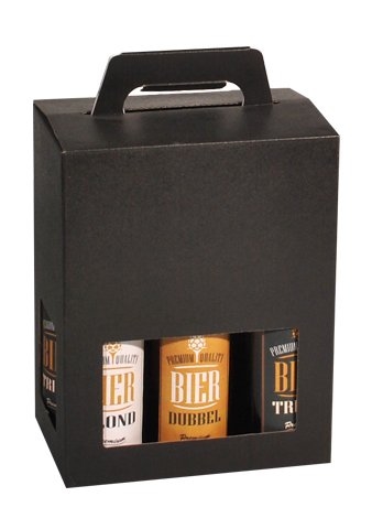 Bierverpakking Draagdoos Zwart voor 6 flesjes Bier 33cl FSC® 50stuks Bierverpakking Draagdoos Zwart voor 6 flesjes Bier 33cl FSC® 50stuks
