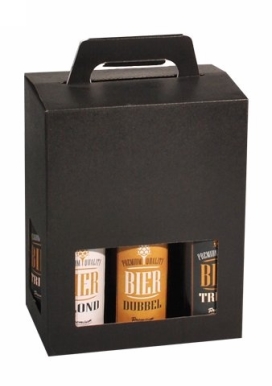 Bierverpakking Draagdoos Zwart voor 6 flesjes Bier 33cl FSC® 50stuks Bierverpakking Draagdoos Zwart voor 6 flesjes Bier 33cl FSC® 50stuks
