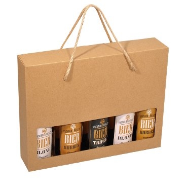 Bierverpakking Kraft 5 Flesjes & Koord FSC® 50stuks