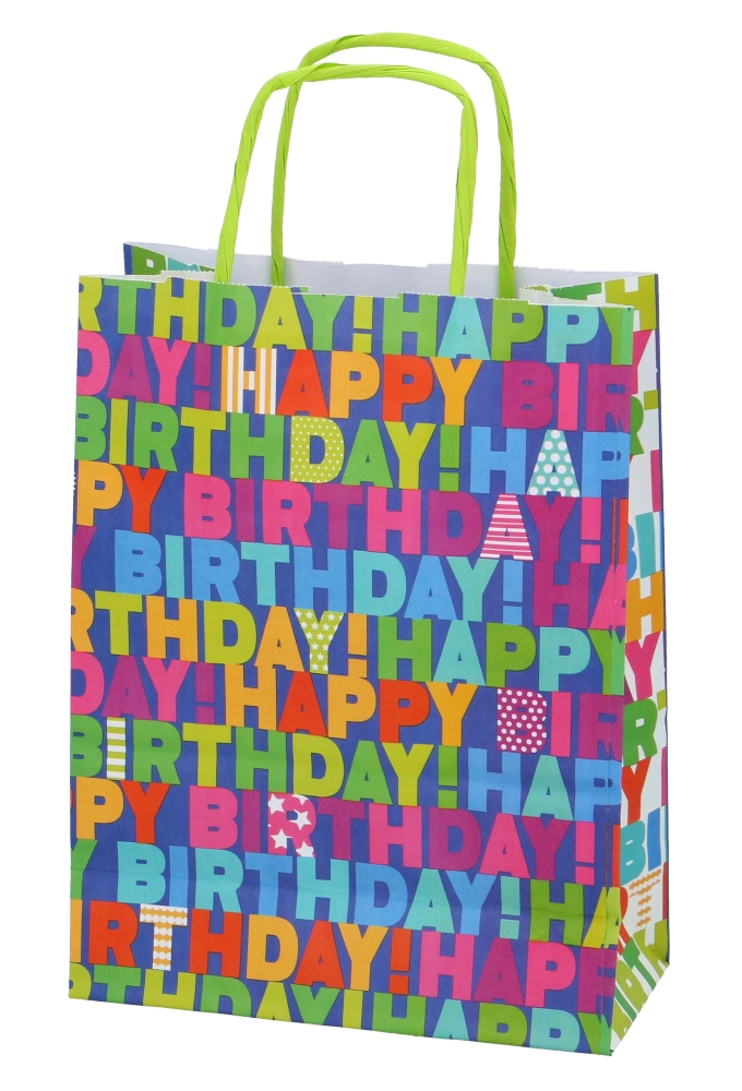 Papieren Draagtas Met Handvat Happy Birthday 16x8x21cm 25stuks