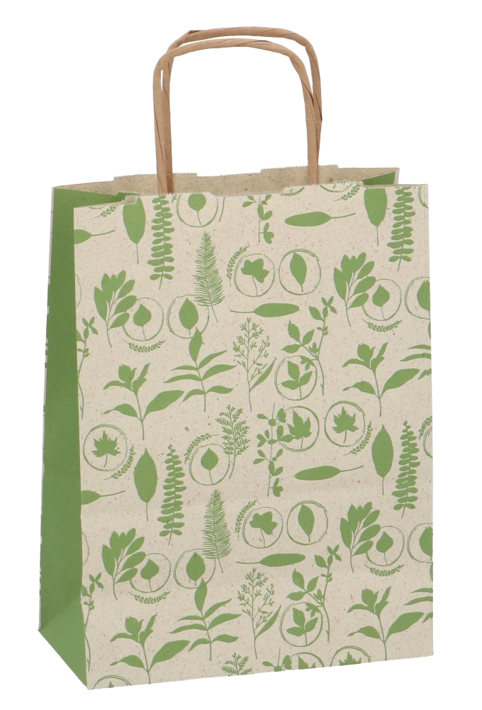 Papieren Draagtas Met Handvat Leaf Eco 16x8x21cm 25stuks