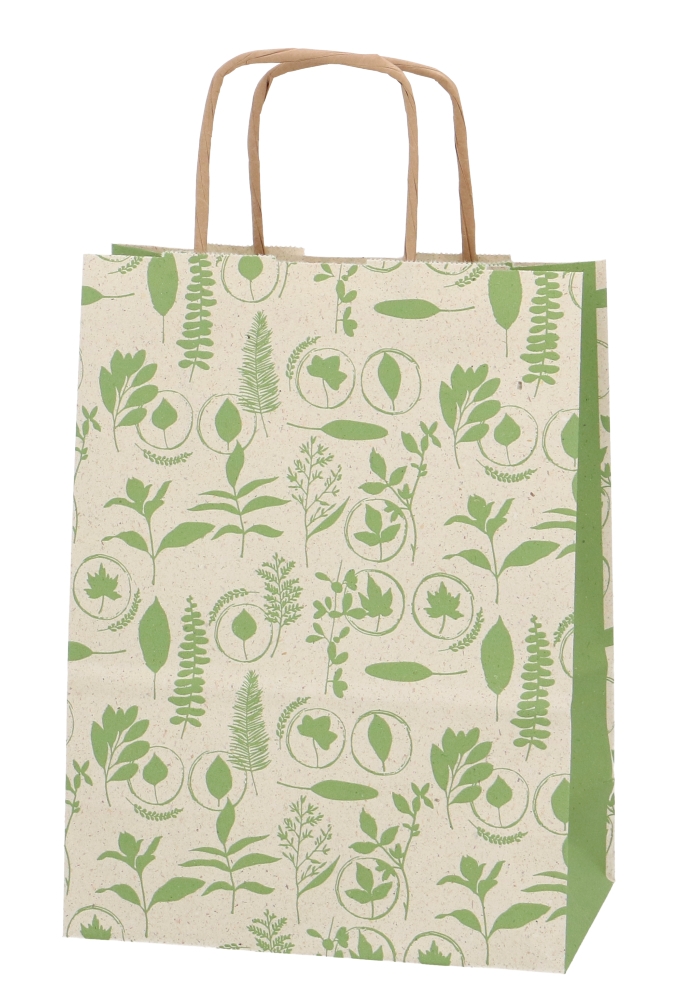 Papieren Draagtas Met Handvat Leaf Eco 16x8x21cm 25stuks