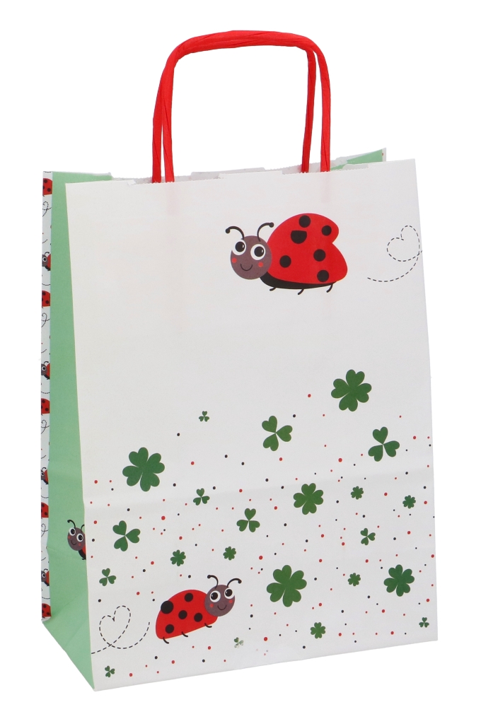 Papieren Draagtas Met Handvat Lieveheersbeestje 16x8x21cm 25stuks