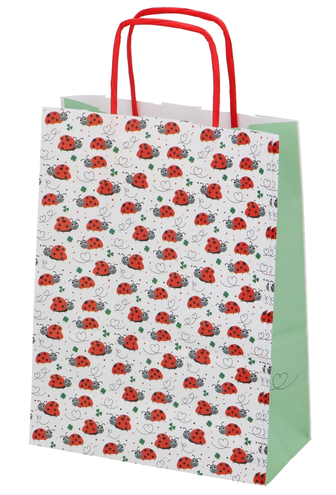 Papieren Draagtas Met Handvat Lieveheersbeestje 16x8x21cm 25stuks