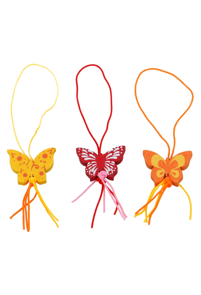 Gelukspoppetjes Vlinder Geel Rood & Oranje Met Koord 100stuks