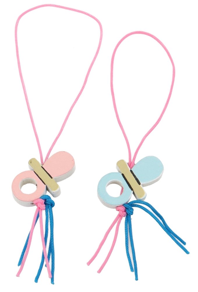 Gelukspoppetjes Baby Speen Roze & Blauw Met Koord 100stuks