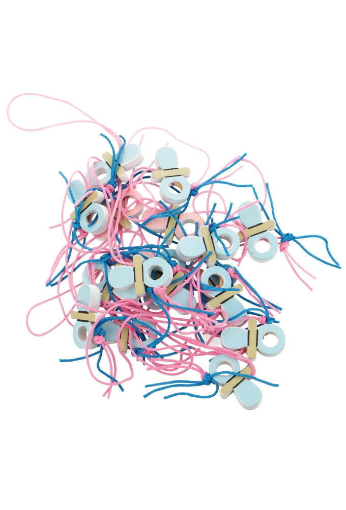 Gelukspoppetjes Baby Speen Roze & Blauw Met Koord 100stuks