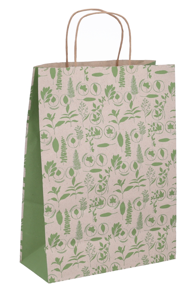 Papieren Draagtas Met Handvat Leaf Eco 26x12x36cm 25stuks