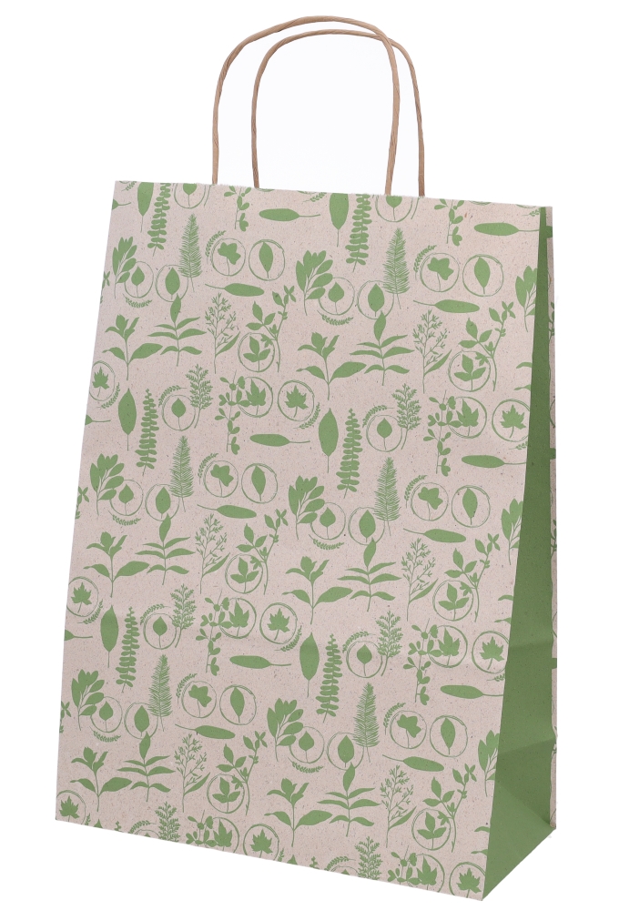 Papieren Draagtas Met Handvat Leaf Eco 26x12x36cm 25stuks