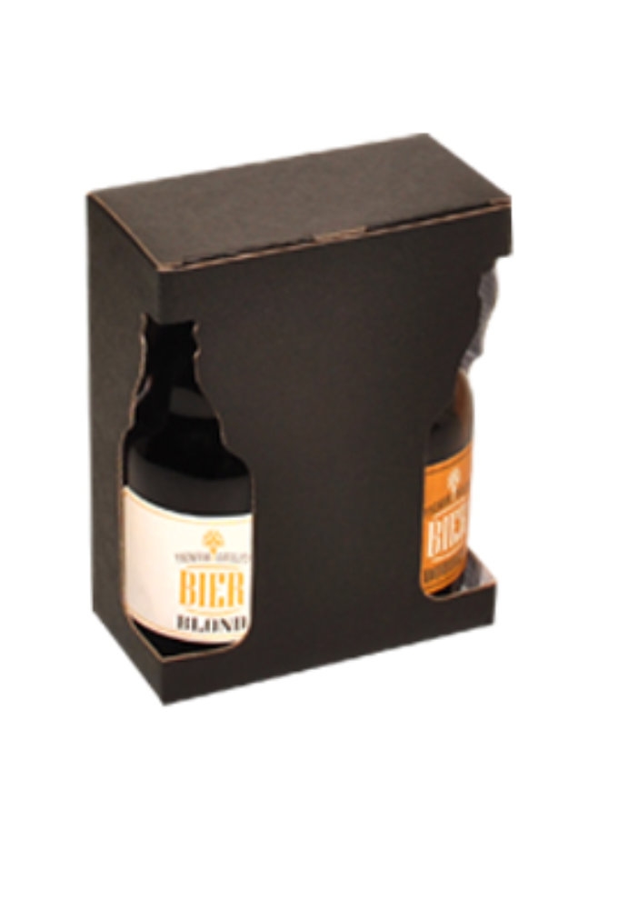 Bierverpakking Zwart 2 flesjes Dikbuik Bier 14.2x7.1x18.35cm FSC® 50st