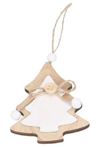 Decoratie Hanger Hout Tree & Knoopje & Koord 9x7cm 1stuks