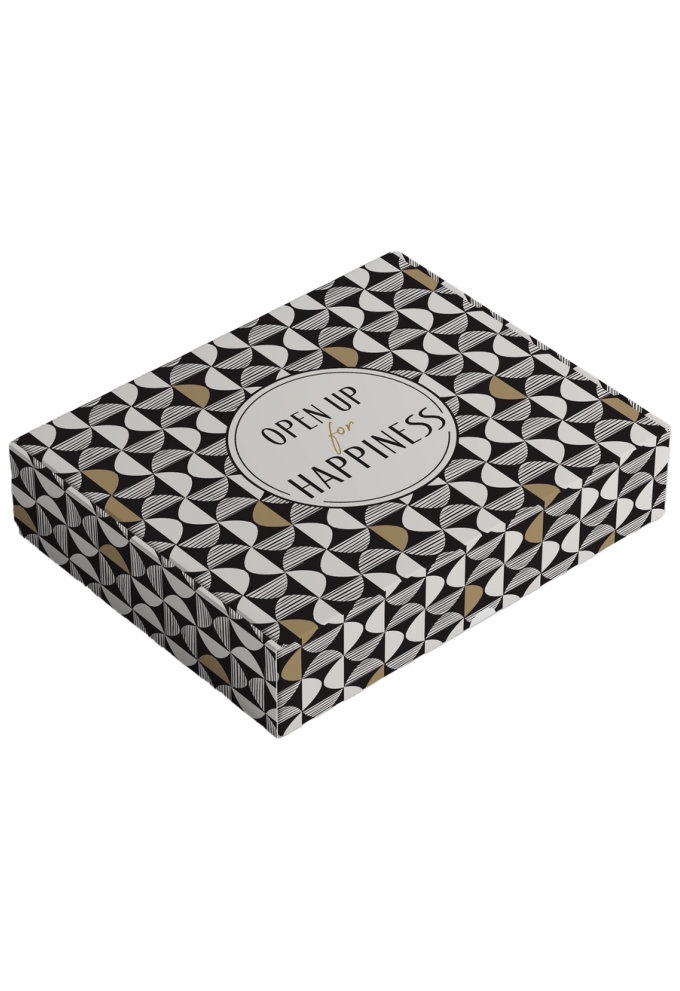 Geschenkdozen Klep Borreldoos Open Up For Happy 33.5x28.4x9.5cm 25st