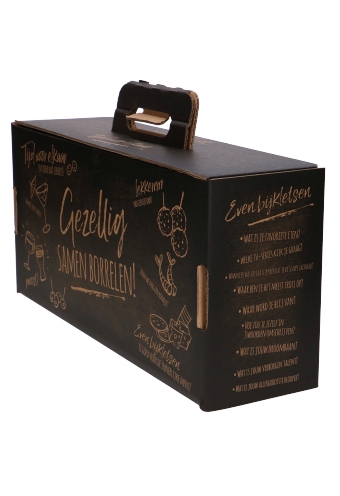 Geschenkdozen Draag Borreldoos Black & Kraft 39x20x12cm 15st