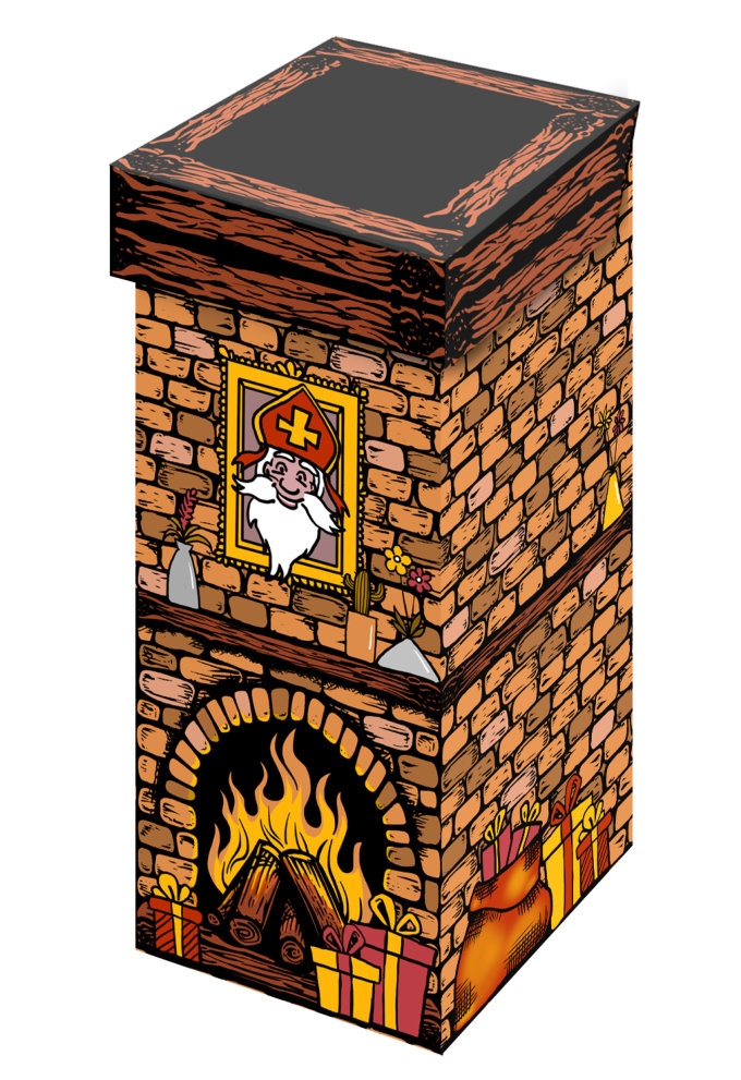 Sintgeschenkdoos Sint Openhaard 15x15x36cm 15stuks Sintgeschenkdoos Sint Openhaard 15x15x36cm 15stuks